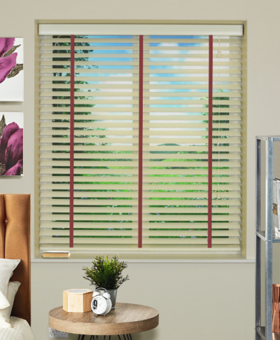 Cream Wood Venetian Blind With Rust Tape Cream Wood Venetian Blind With Rust Tape