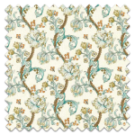 Swatch of Golden Lily Embroidery Linen Teal Swatch of Golden Lily Embroidery Linen Teal