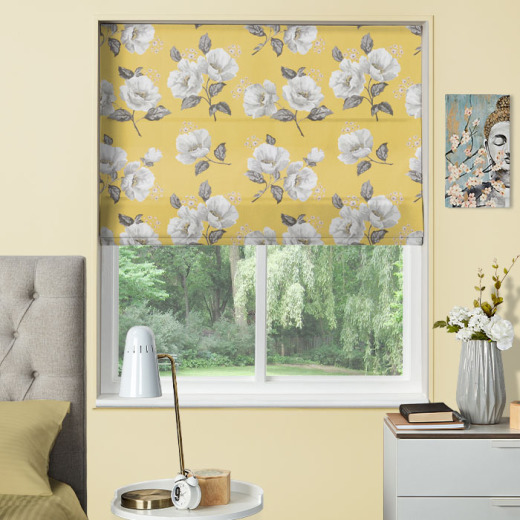Made To Measure Roman Blind Wild Poppies Citrine Made To Measure Roman Blind Wild Poppies Citrine