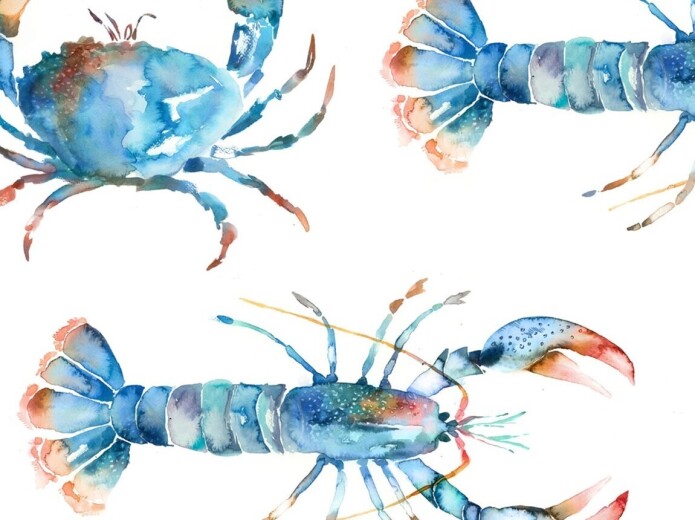 Crustaceans Cobalt Fabric Crustaceans Cobalt Fabric