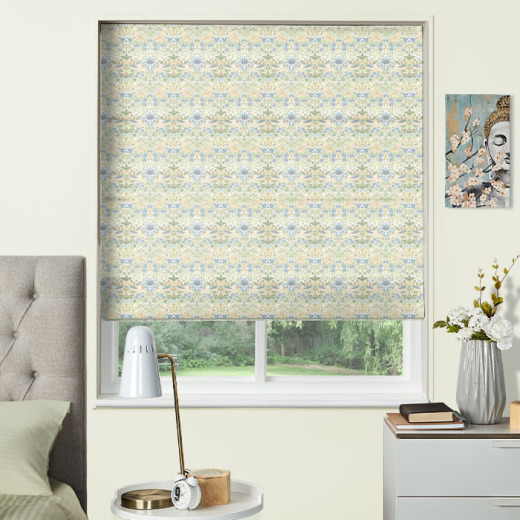 Strawberry Thief Apple Blush Electric Roman Blind Strawberry Thief Apple Blush Electric Roman Blind