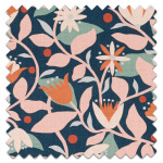 Swatch of Dancing Daisies Print Midnight Swatch of Dancing Daisies Print Midnight