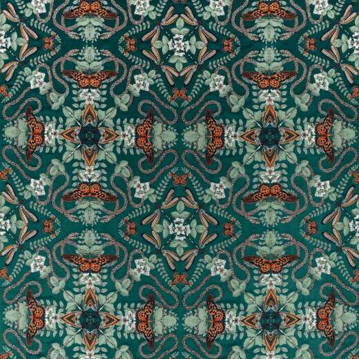 Emerald Forest Teal Jacquard Fabric