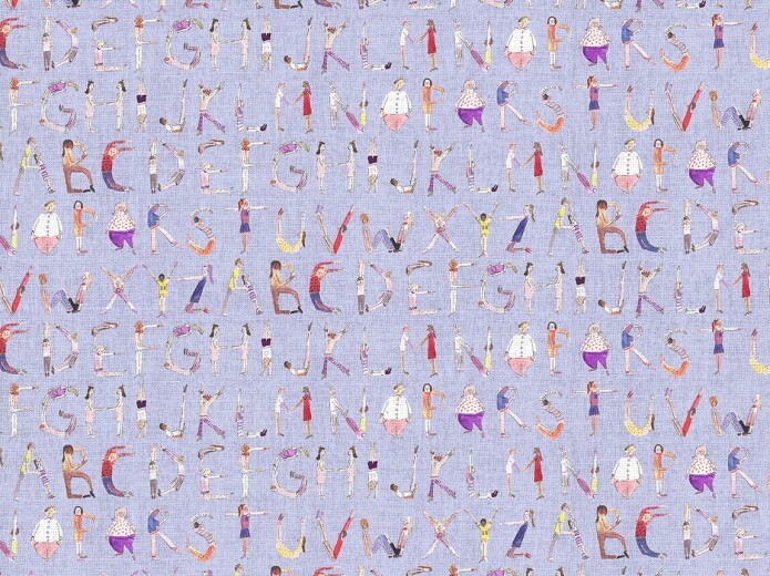 Made To Measure Curtains Alphabet People Lilac