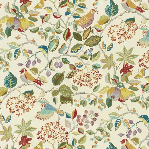 Made To Measure Curtains Birds & Berries Rowan Berry