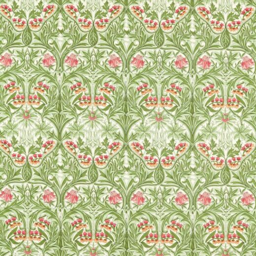 Made To Measure Curtains Bluebell Leaf Green/Sweet Briar