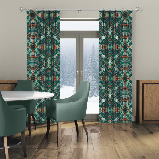 Made To Measure Curtains Emerald Forest Teal Jacquard