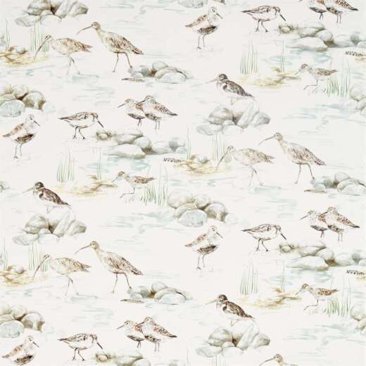 Made To Measure Curtains Estuary Birds Mist/Ivory