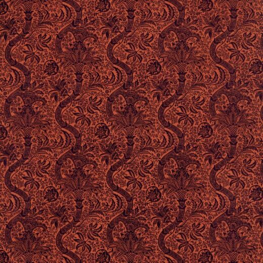 Made To Measure Curtains Indian Flock Velvet Russet/Mulberry