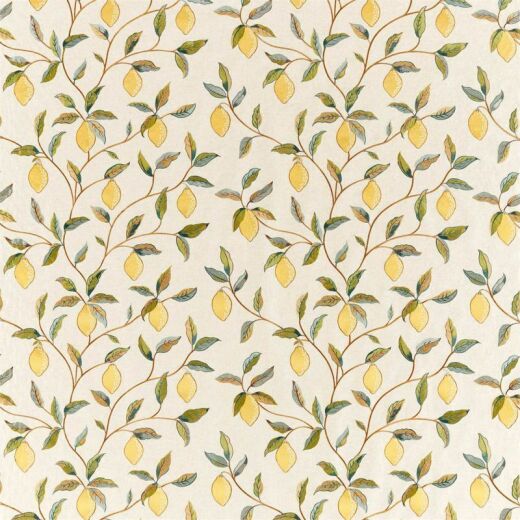 Made To Measure Curtains Lemon Tree Embroidery Bayleaf/Lemon