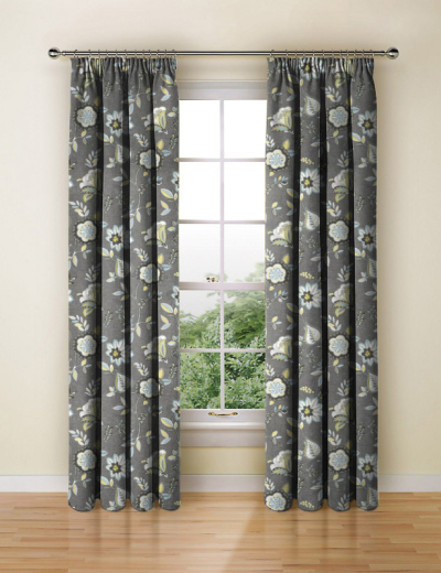 Made To Measure Curtains Octavia Charcoal Chartreuse