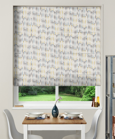 Made To Measure Roman Blind Cassandra Charcoal Chartreuse