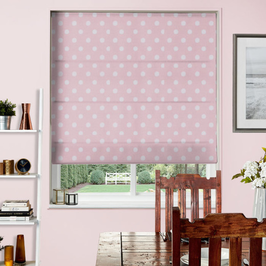 Made To Measure Roman Blind Button Spot Pink