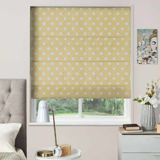 Made To Measure Roman Blind Button Spot Yellow