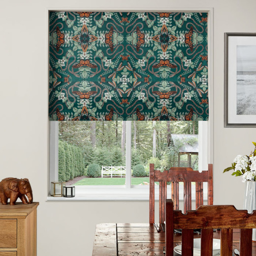 Made To Measure Roman Blinds Emerald Forest Teal Jacquard