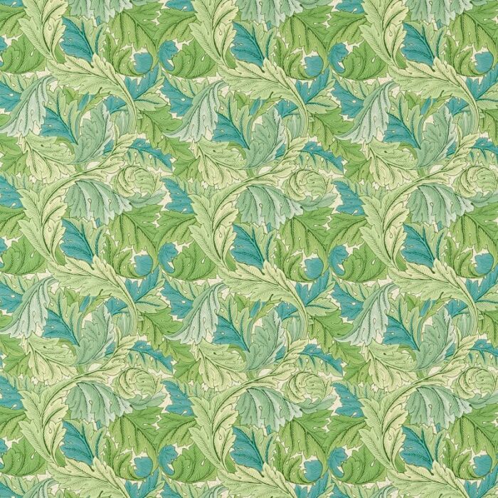 Acanthus Outdoor Nettle/Sky Blue Fabric by Morris & Co