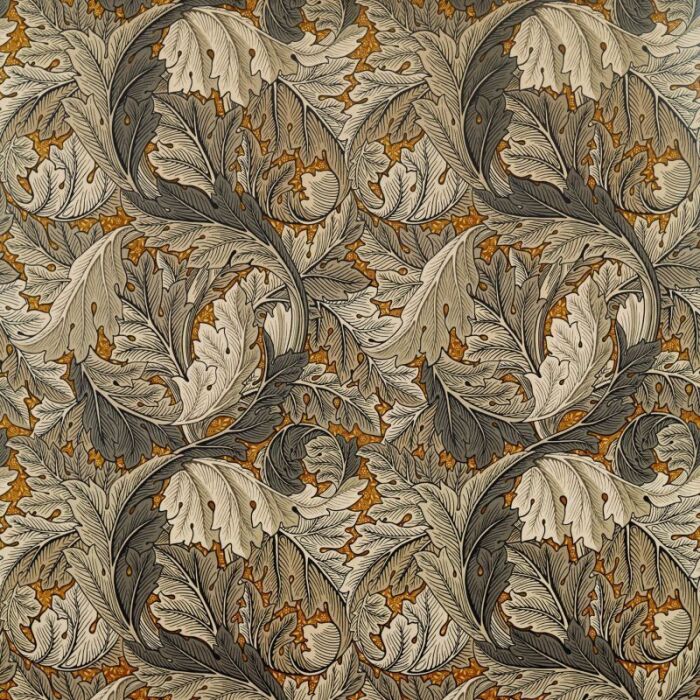 Acanthus Velvet Mustard/Grey Fabric by Morris & Co