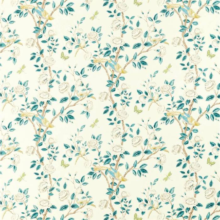 Andhara Teal/Cream Fabric by Sanderson