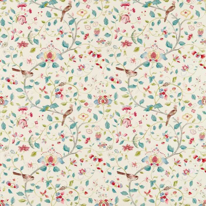 Arils Garden Blue Clay/Pink Fabric by Sanderson