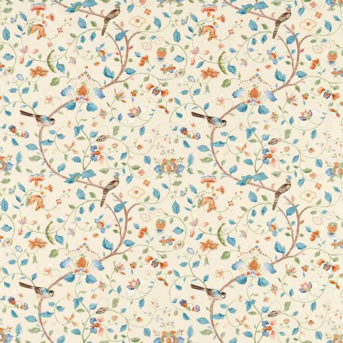 Arils Garden Teal/Russet Fabric by Sanderson