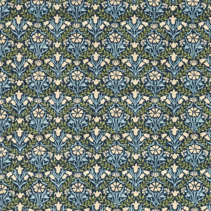 Bellflowers Indigo/Thyme Fabric by Morris & Co