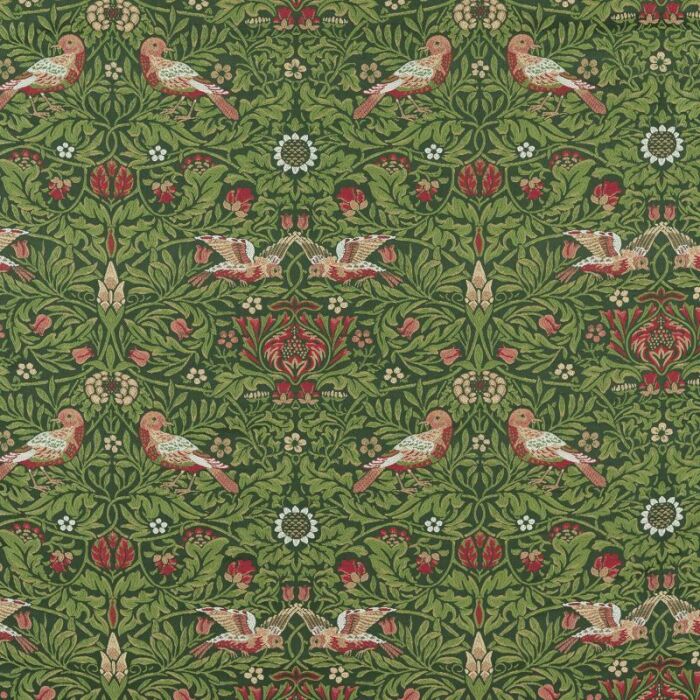 Bird Tapestry Tump Green Fabric by Morris & Co