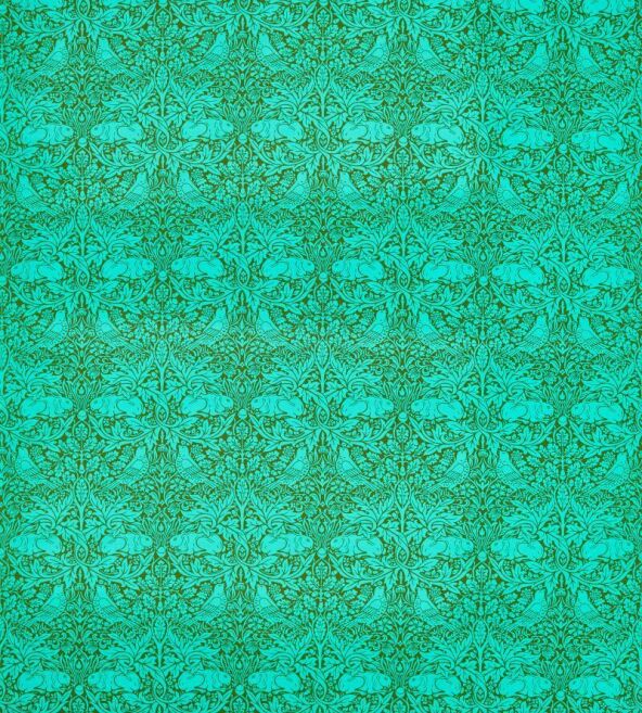 Brer Rabbit Olive/Turquoise Fabric by Morris & Co