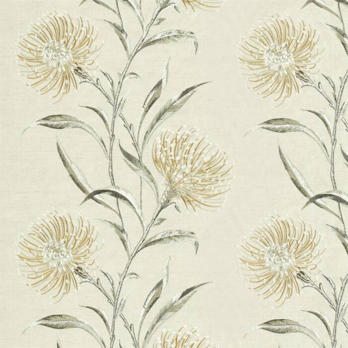 Catherinae Embroidery Hay Fabric by Sanderson