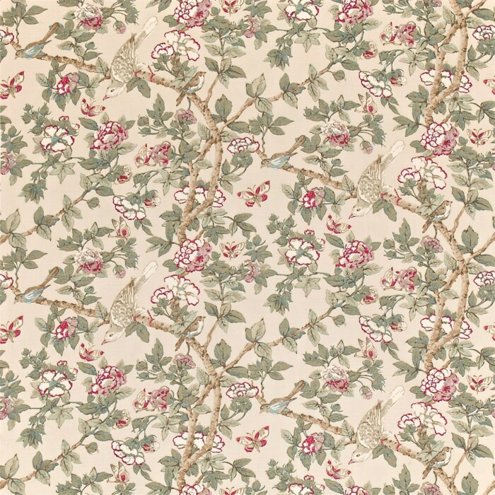 Caverley Rose/Pewter Fabric by Sanderson