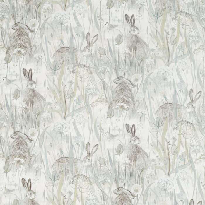 Dune Hares Mist/Pebble Fabric by Sanderson