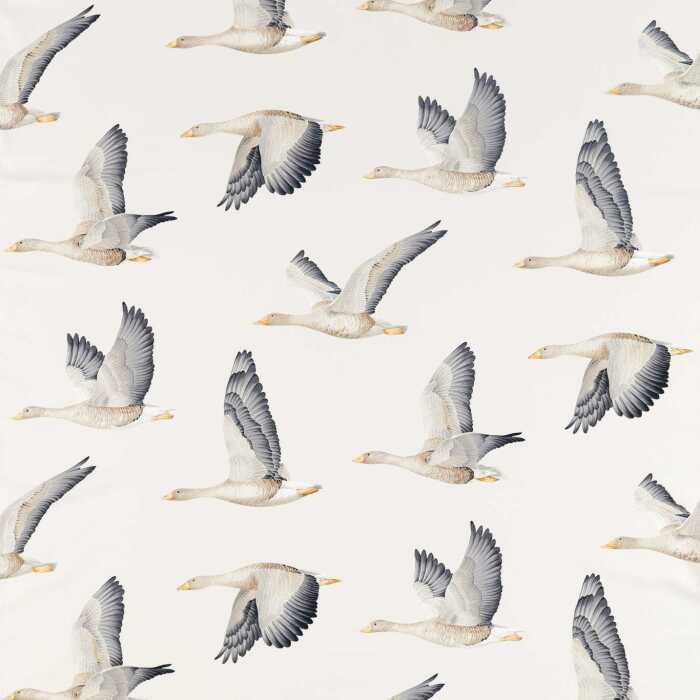 Elysian Geese Silver/Chalk Fabric by Sanderson