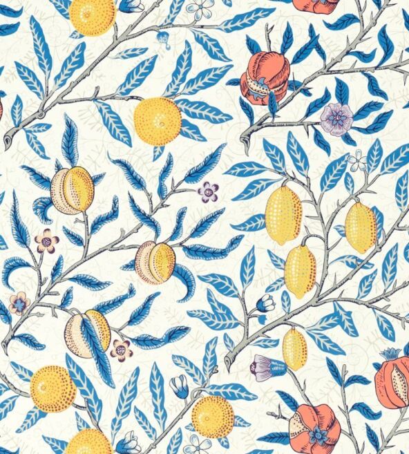 Fruit Paradise Blue Fabric by Morris & Co