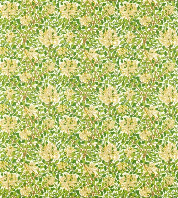 Honeysuckle Cream/Chocolate Fabric by Morris & Co