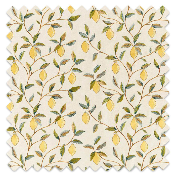 Swatch of Lemon Tree Embroidery Bayleaf/Lemon