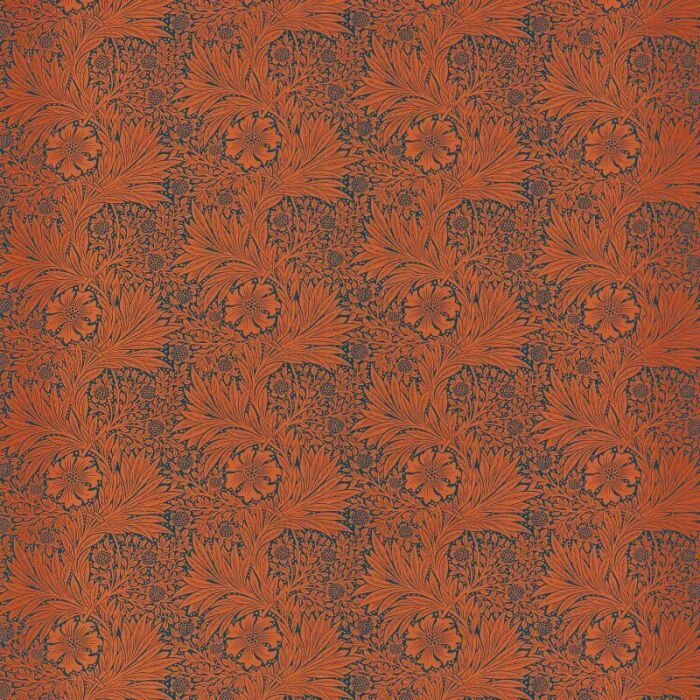 Marigold Navy/Burnt Orange Fabric by Morris & Co