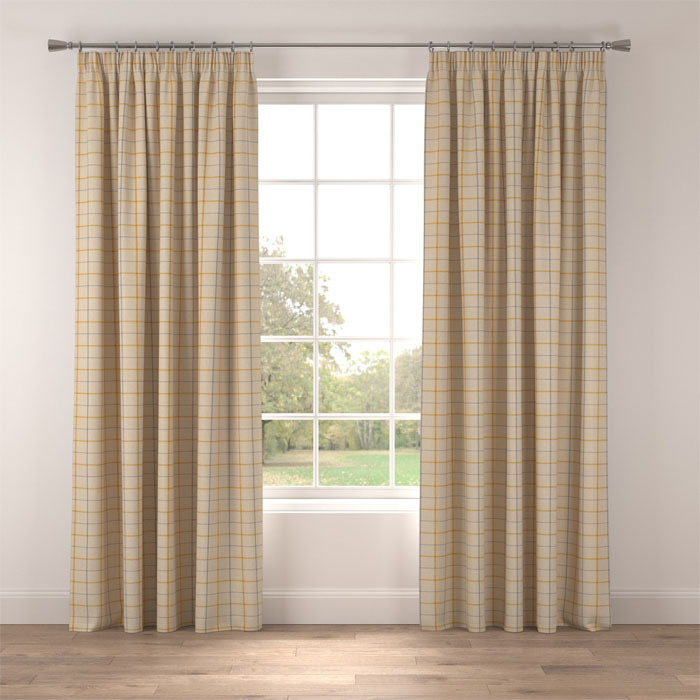 Curtains in Munro Ochre by Belfield Home