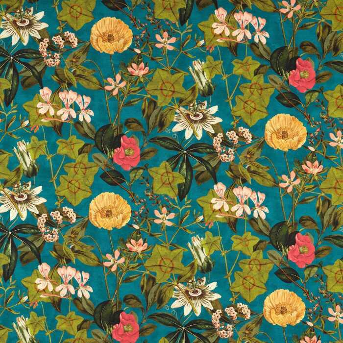 Passiflora Outdoor Kingfisher Fabric by Clarke And Clarke