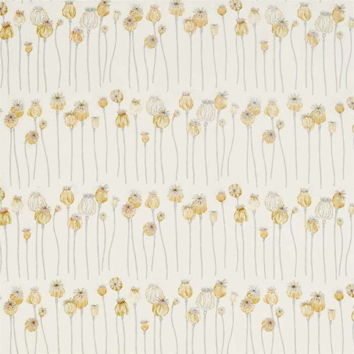 Poppy Pods Sienna/Dove Fabric by Sanderson