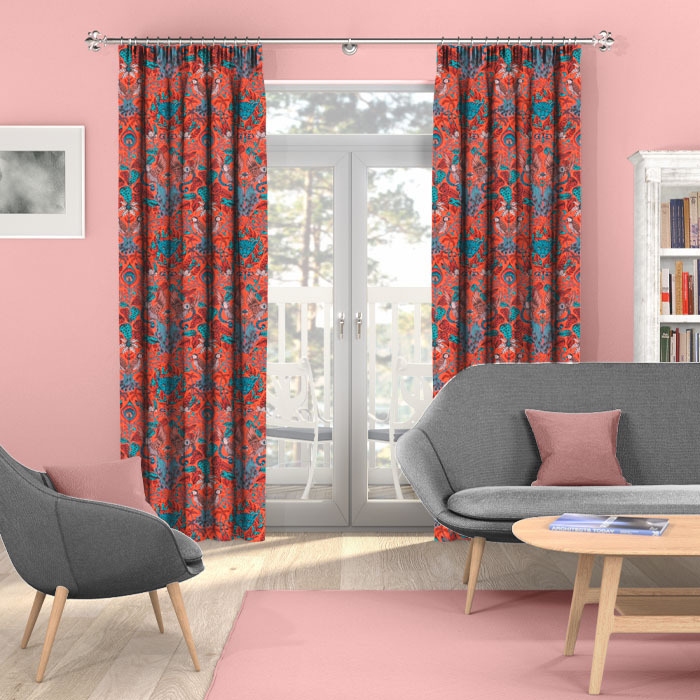 Curtains in Amazon Red