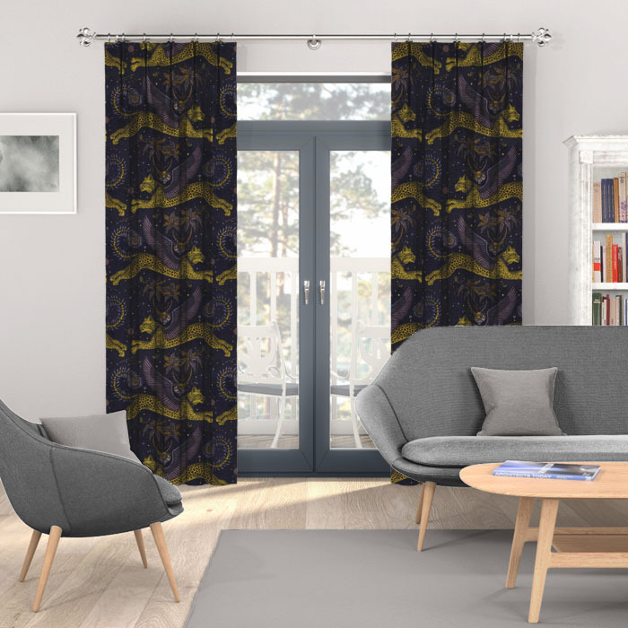 Curtains in Lynx Charcoal