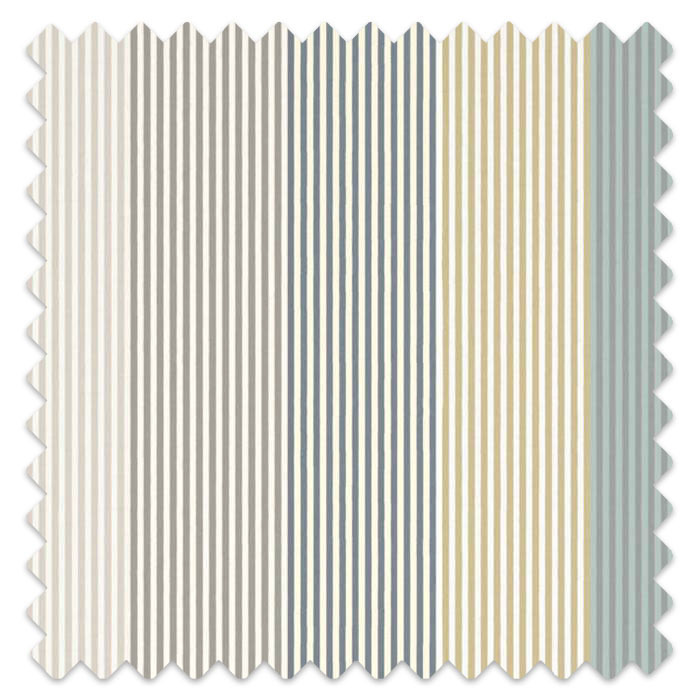 Swatch of Funfair Stripe Calico/Cloud/Pebble/Duckegg