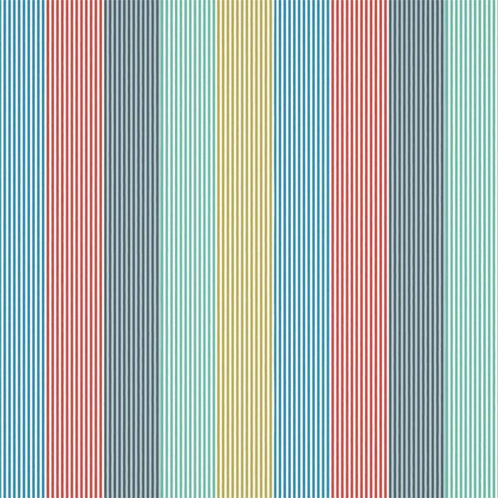 Funfair Stripe Ink/Aqua/Kiwi/Marine/Poppy Fabric by Harlequin