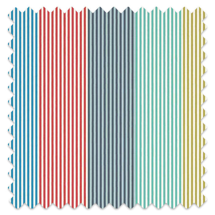 Swatch of Funfair Stripe Ink/Aqua/Kiwi/Marine/Poppy