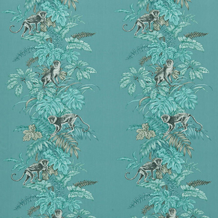Made To Measure Curtains Monkeying Around Lagoon Flat Image