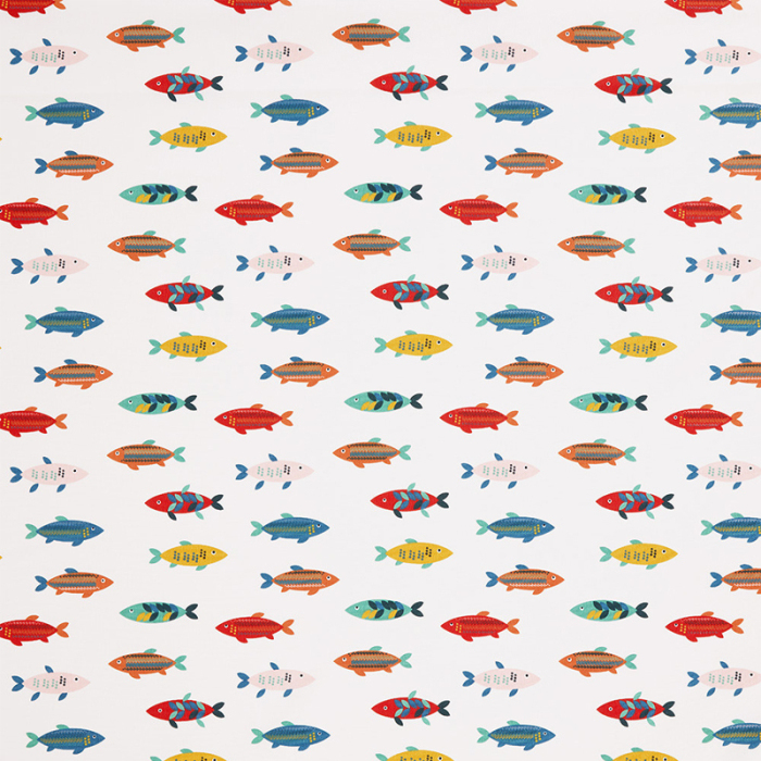 Made To Measure Roman Blinds Mr Fish Poppy Flat Image