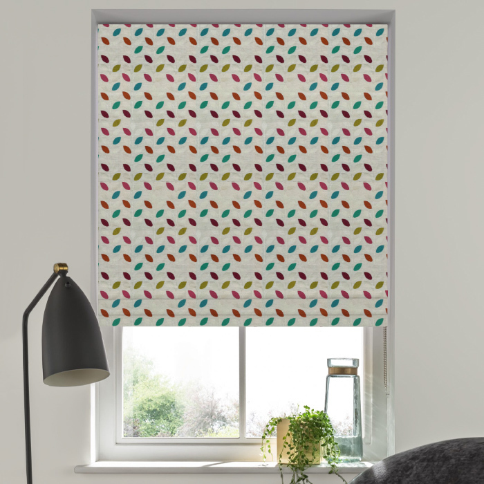 Roman Blind in Leaf Stripe Tutti Fruitti