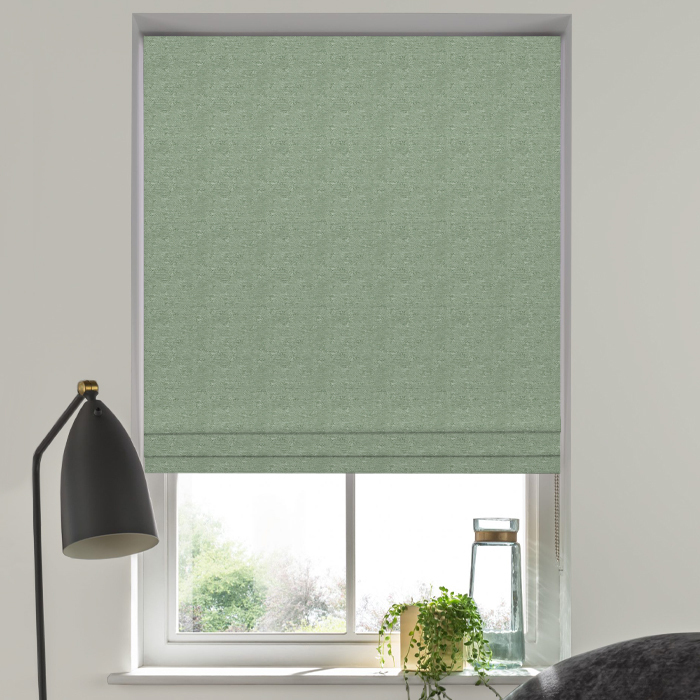 Roman Blind in Chenille Celadon