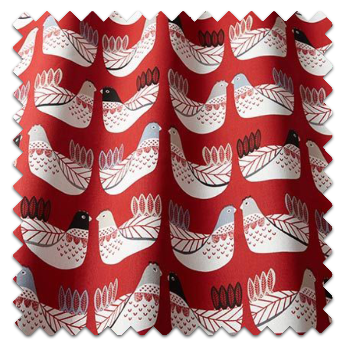 Roman Blind Cluck Cluck Scarlet Fabric Sample