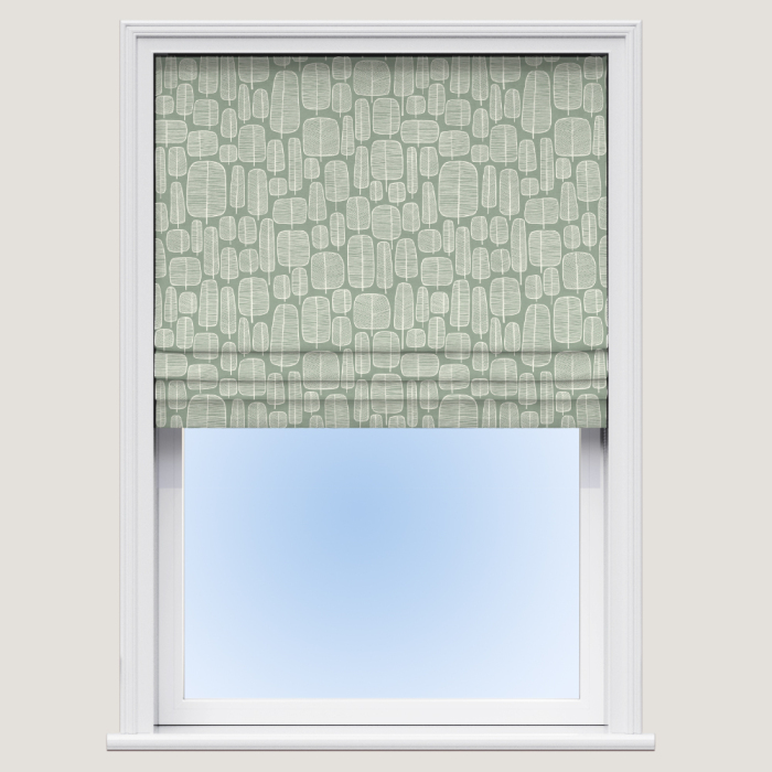 Little Trees English Grey Roman Blind