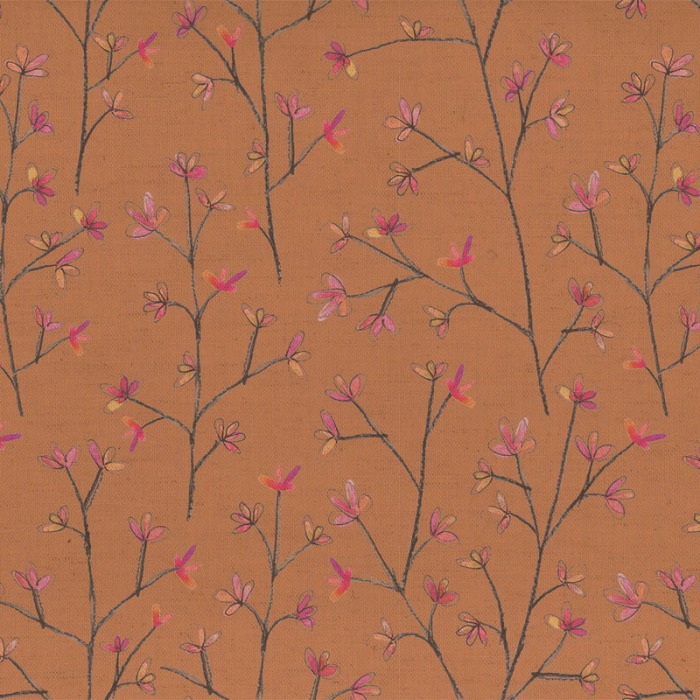 Ophelia Coral Linen Fabric